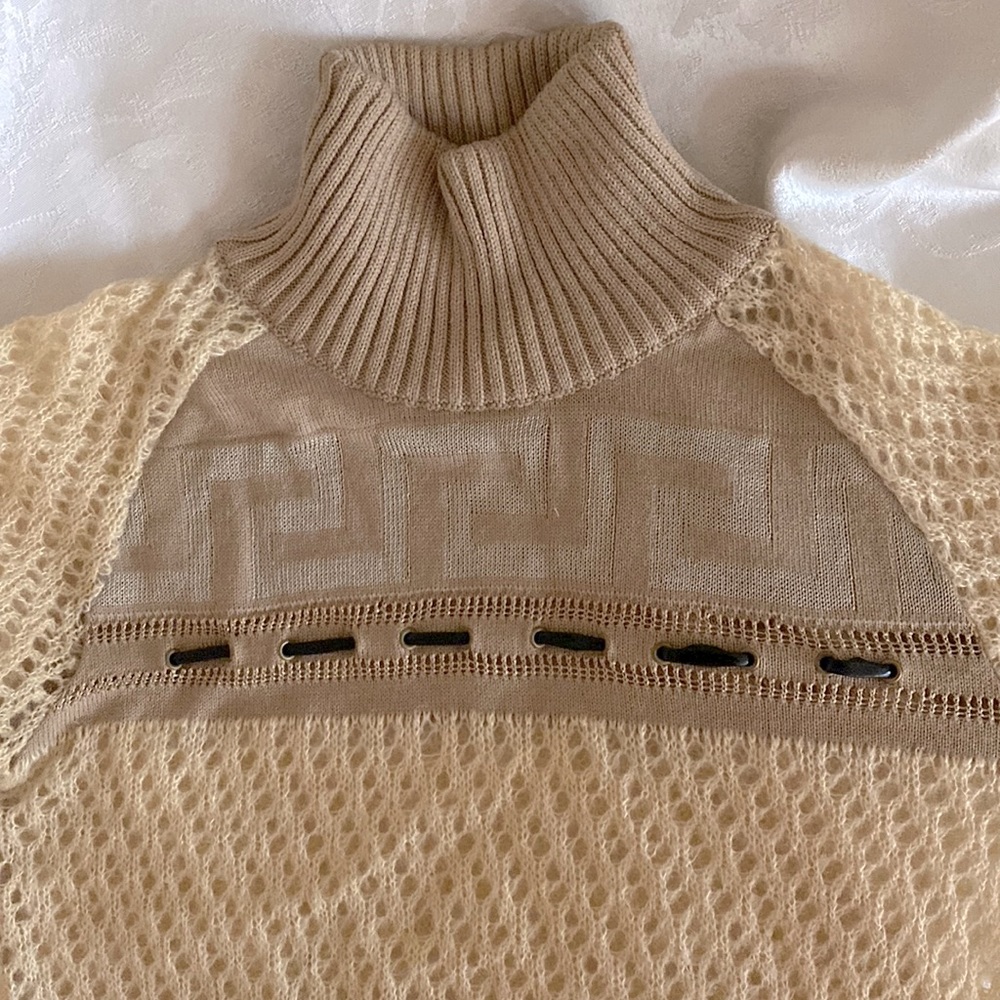 Versace Jeans Couture vintage high neck tan knit sweater Women size S